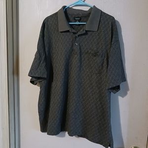 VanHeusen 3XL Men’s Polo Shirt Front Pocket Black Gold Diamond EUC